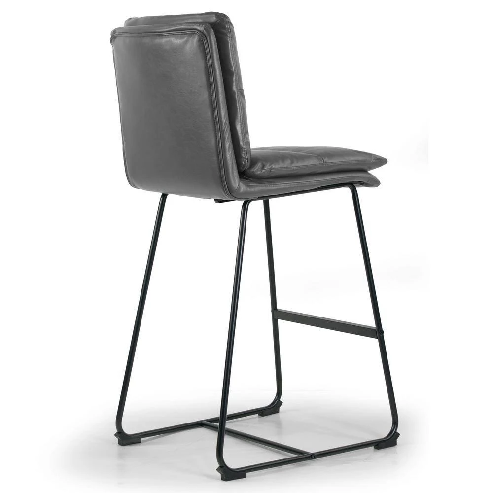 Aulani Grey Upholstered Metal Frame 30 in. Bar Stool with Puffy Cushions (Set of 2) by Glamour Home 5 Aulani Grey Upholstered Metal Frame 30 in. Bar Stool with Puffy Cushions (Set of 2) by Glamour Home - Image 5