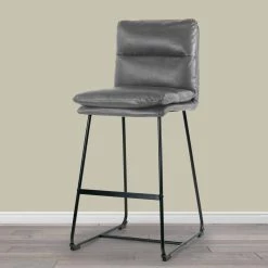 Aulani Grey Upholstered Metal Frame 30 in. Bar Stool with Puffy Cushions (Set of 2) by Glamour Home 15 Aulani Grey Upholstered Metal Frame 30 in. Bar Stool with Puffy Cushions (Set of 2) by Glamour Home -Kahomvis Sales Store grey glamour home bar stools ghstl 1495 31 1000