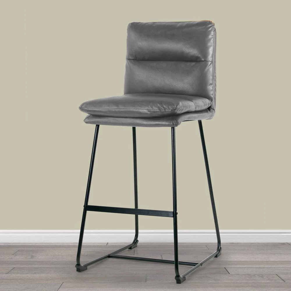 Aulani Grey Upholstered Metal Frame 30 in. Bar Stool with Puffy Cushions (Set of 2) by Glamour Home 8 Aulani Grey Upholstered Metal Frame 30 in. Bar Stool with Puffy Cushions (Set of 2) by Glamour Home - Image 8