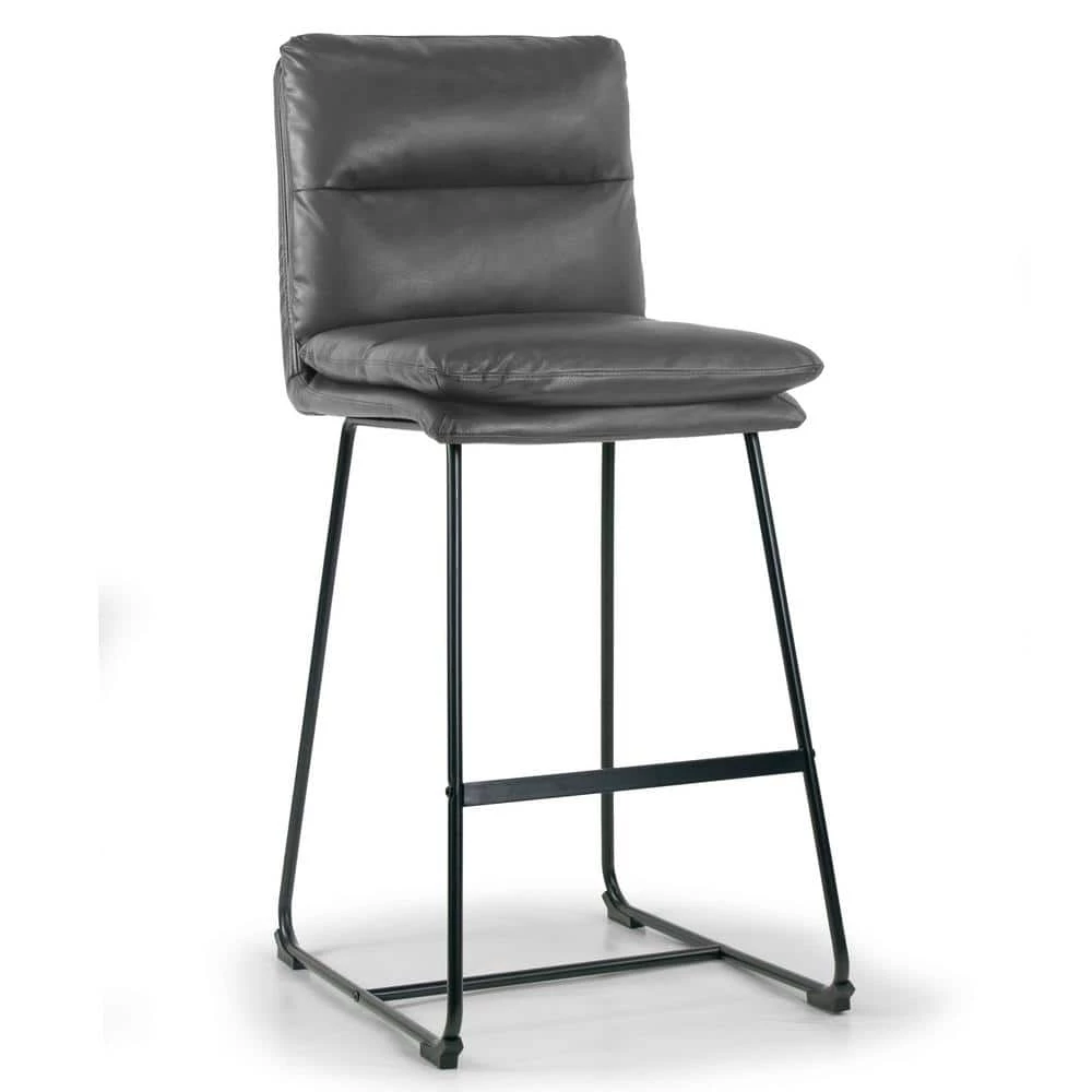 Aulani Grey Upholstered Metal Frame 30 in. Bar Stool with Puffy Cushions (Set of 2) by Glamour Home 4 Aulani Grey Upholstered Metal Frame 30 in. Bar Stool with Puffy Cushions (Set of 2) by Glamour Home - Image 4