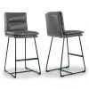Aulani Grey Upholstered Metal Frame 30 in. Bar Stool with Puffy Cushions (Set of 2) by Glamour Home