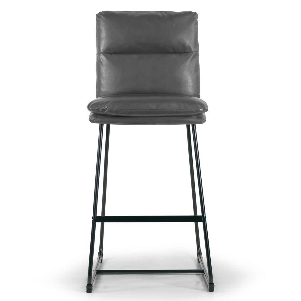 Aulani Grey Upholstered Metal Frame 30 in. Bar Stool with Puffy Cushions (Set of 2) by Glamour Home 3 Aulani Grey Upholstered Metal Frame 30 in. Bar Stool with Puffy Cushions (Set of 2) by Glamour Home - Image 3