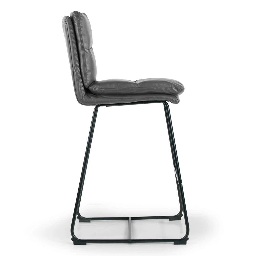 Aulani Grey Upholstered Metal Frame 30 in. Bar Stool with Puffy Cushions (Set of 2) by Glamour Home 2 Aulani Grey Upholstered Metal Frame 30 in. Bar Stool with Puffy Cushions (Set of 2) by Glamour Home - Image 2