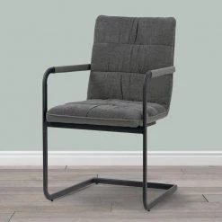 Araya Grey Modern Fabric Arm Chair with Black Metal Legs (Set of 2) by Glamour Home 17 Araya Grey Modern Fabric Arm Chair with Black Metal Legs (Set of 2) by Glamour Home -Kahomvis Sales Store grey glamour home dining chairs ghdc 1425 31 1000