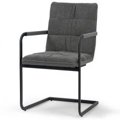 Araya Grey Modern Fabric Arm Chair with Black Metal Legs (Set of 2) by Glamour Home 12 Araya Grey Modern Fabric Arm Chair with Black Metal Legs (Set of 2) by Glamour Home -Kahomvis Sales Store grey glamour home dining chairs ghdc 1425 4f 1000