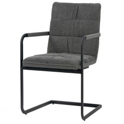 Araya Grey Modern Fabric Arm Chair with Black Metal Legs (Set of 2) by Glamour Home