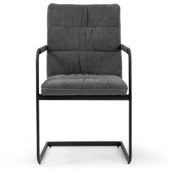 Araya Grey Modern Fabric Arm Chair with Black Metal Legs (Set of 2) by Glamour Home 11 Araya Grey Modern Fabric Arm Chair with Black Metal Legs (Set of 2) by Glamour Home -Kahomvis Sales Store grey glamour home dining chairs ghdc 1425 c3 1000