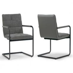 Araya Grey Modern Fabric Arm Chair with Black Metal Legs (Set of 2) by Glamour Home 16 Araya Grey Modern Fabric Arm Chair with Black Metal Legs (Set of 2) by Glamour Home -Kahomvis Sales Store grey glamour home dining chairs ghdc 1425 d4 1000