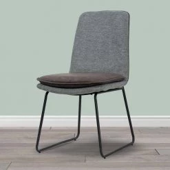 Arch Grey Fabric Dining Chair with Brown Cushion and Piping (Set of 2) by Glamour Home 17 Arch Grey Fabric Dining Chair with Brown Cushion and Piping (Set of 2) by Glamour Home -Kahomvis Sales Store grey glamour home dining chairs ghdc 1426 31 1000