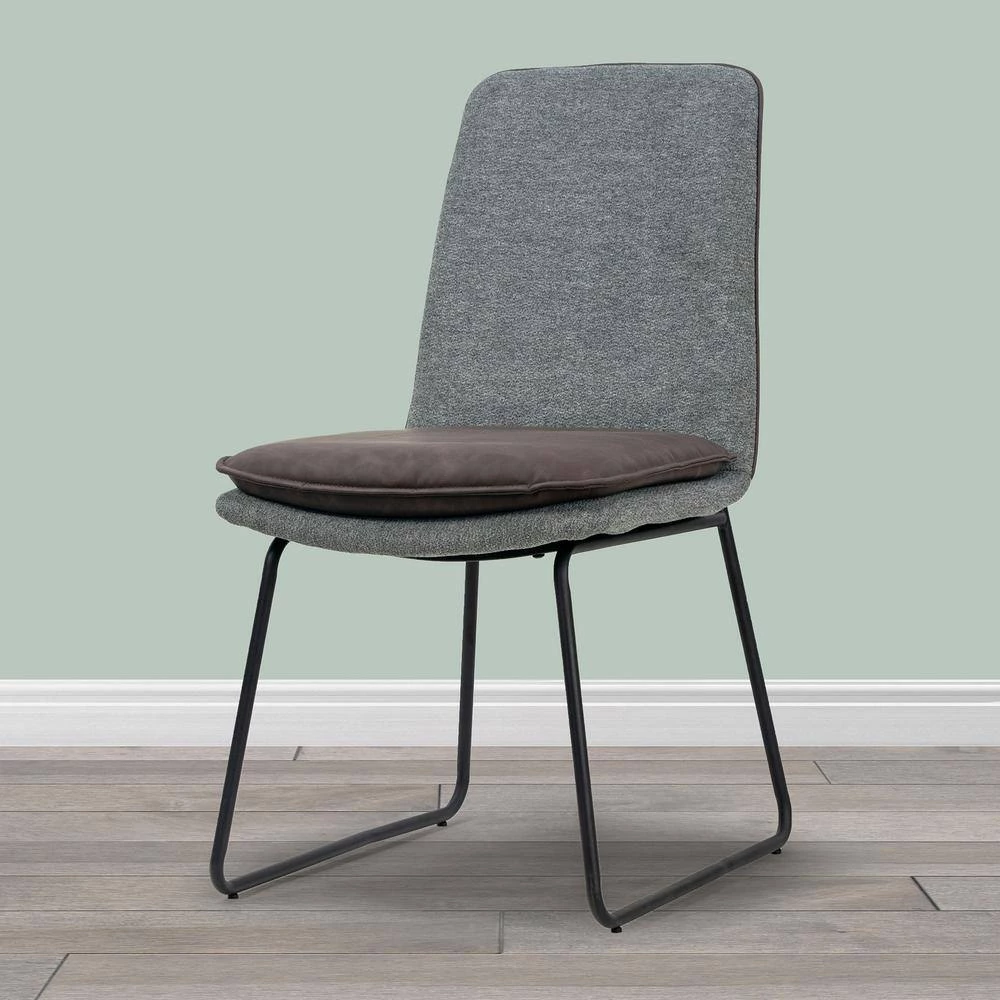 Arch Grey Fabric Dining Chair with Brown Cushion and Piping (Set of 2) by Glamour Home 9 Arch Grey Fabric Dining Chair with Brown Cushion and Piping (Set of 2) by Glamour Home - Image 9