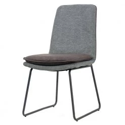 Arch Grey Fabric Dining Chair with Brown Cushion and Piping (Set of 2) by Glamour Home