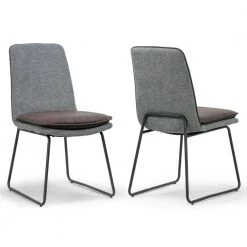 Arch Grey Fabric Dining Chair with Brown Cushion and Piping (Set of 2) by Glamour Home 16 Arch Grey Fabric Dining Chair with Brown Cushion and Piping (Set of 2) by Glamour Home -Kahomvis Sales Store grey glamour home dining chairs ghdc 1426 d4 1000