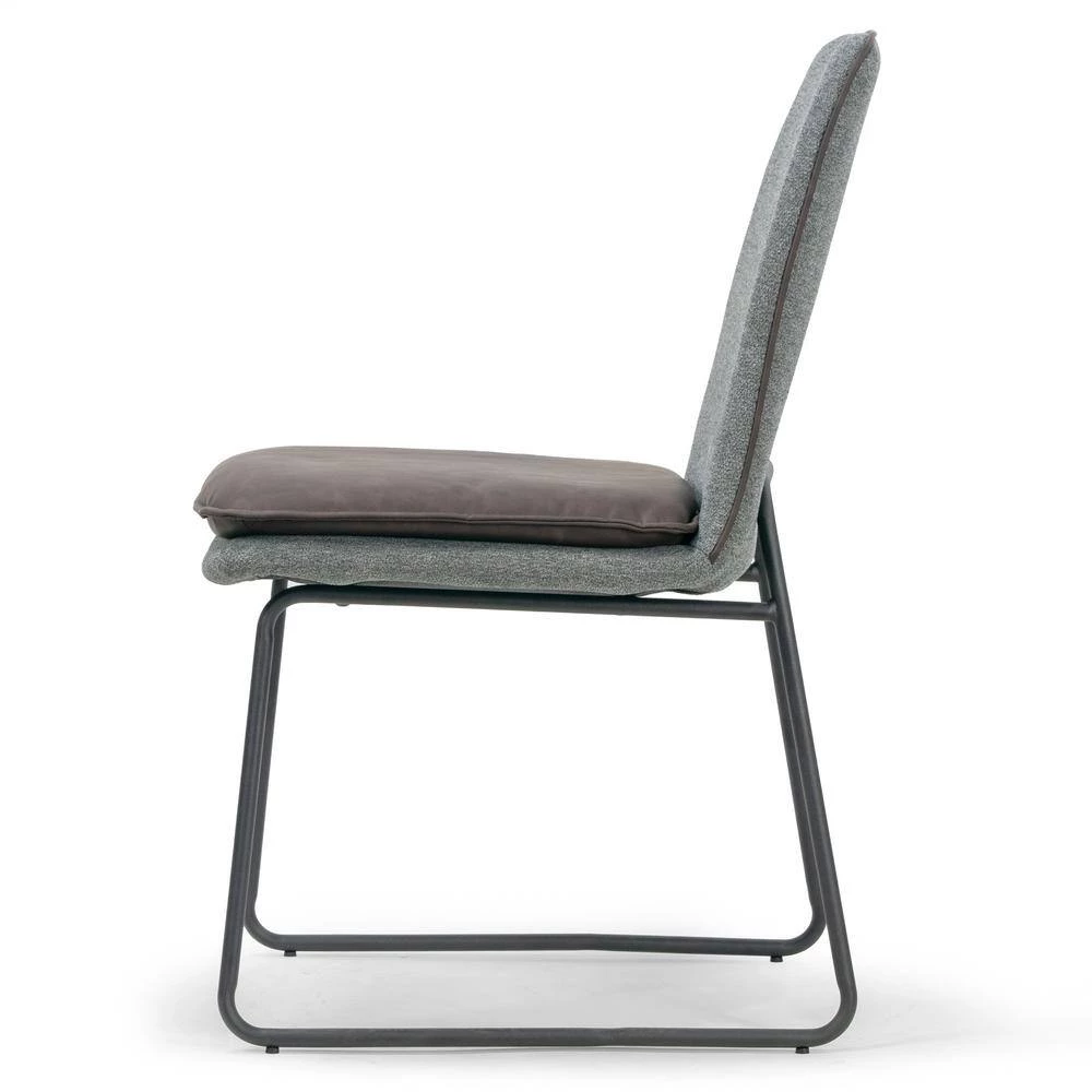 Arch Grey Fabric Dining Chair with Brown Cushion and Piping (Set of 2) by Glamour Home 2 Arch Grey Fabric Dining Chair with Brown Cushion and Piping (Set of 2) by Glamour Home - Image 2