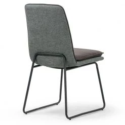 Arch Grey Fabric Dining Chair with Brown Cushion and Piping (Set of 2) by Glamour Home 14 Arch Grey Fabric Dining Chair with Brown Cushion and Piping (Set of 2) by Glamour Home -Kahomvis Sales Store grey glamour home dining chairs ghdc 1426 fa 1000