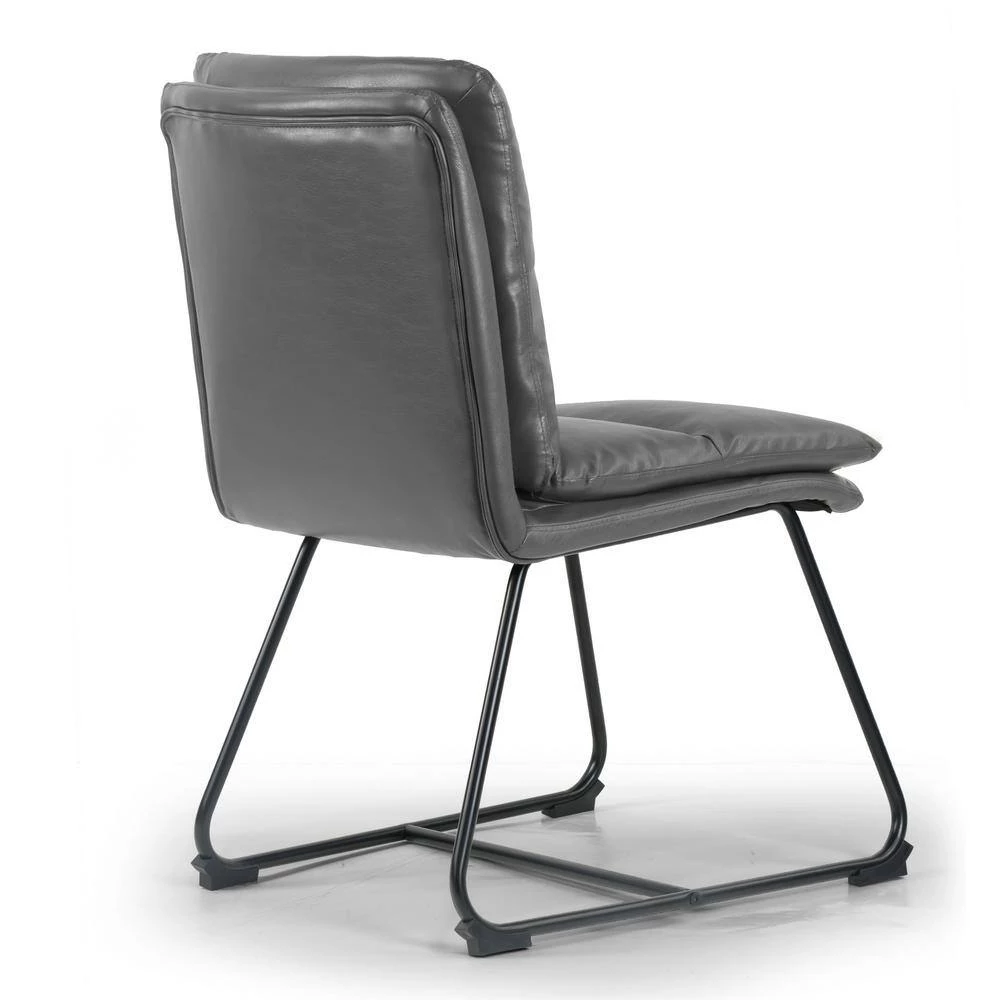Set of 2 Aulani Grey Upholstered Metal Frame Dining Chair with Puffy Cushions by Glamour Home 5 Set of 2 Aulani Grey Upholstered Metal Frame Dining Chair with Puffy Cushions by Glamour Home - Image 5