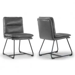 Set of 2 Aulani Grey Upholstered Metal Frame Dining Chair with Puffy Cushions by Glamour Home