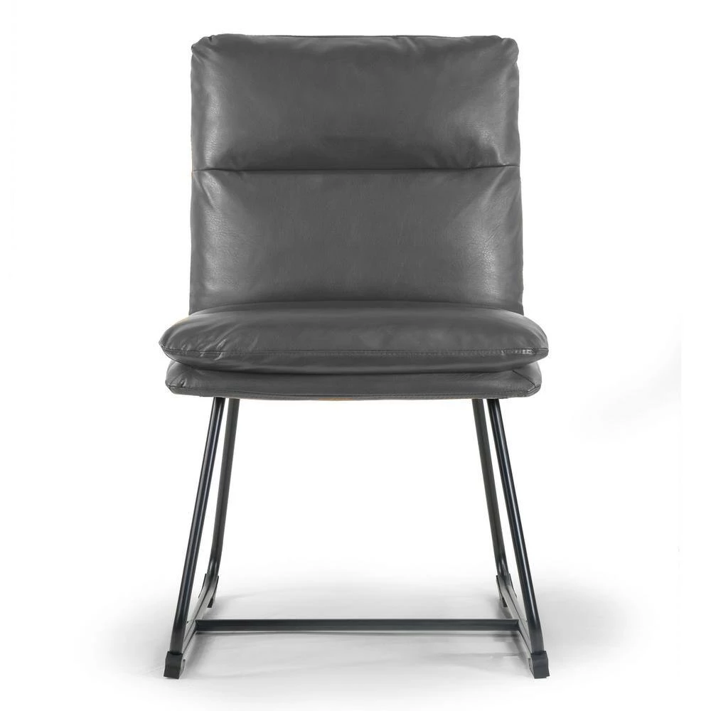 Set of 2 Aulani Grey Upholstered Metal Frame Dining Chair with Puffy Cushions by Glamour Home 3 Set of 2 Aulani Grey Upholstered Metal Frame Dining Chair with Puffy Cushions by Glamour Home - Image 3