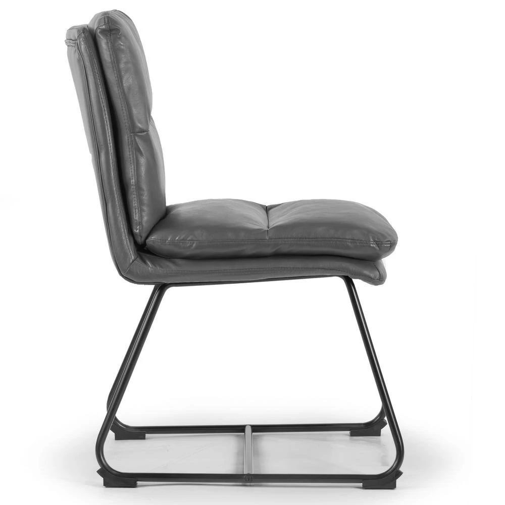 Set of 2 Aulani Grey Upholstered Metal Frame Dining Chair with Puffy Cushions by Glamour Home 2 Set of 2 Aulani Grey Upholstered Metal Frame Dining Chair with Puffy Cushions by Glamour Home - Image 2