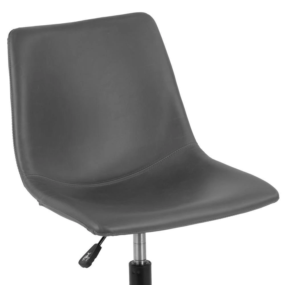 Adan Grey Faux Leather Adjustable Height Swivel Office Chair with Wheel Base by Glamour Home 5 Adan Grey Faux Leather Adjustable Height Swivel Office Chair with Wheel Base by Glamour Home - Image 5