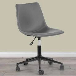 Adan Grey Faux Leather Adjustable Height Swivel Office Chair with Wheel Base by Glamour Home 13 Adan Grey Faux Leather Adjustable Height Swivel Office Chair with Wheel Base by Glamour Home -Kahomvis Sales Store grey glamour home task chairs ghtsc 1500 31 1000