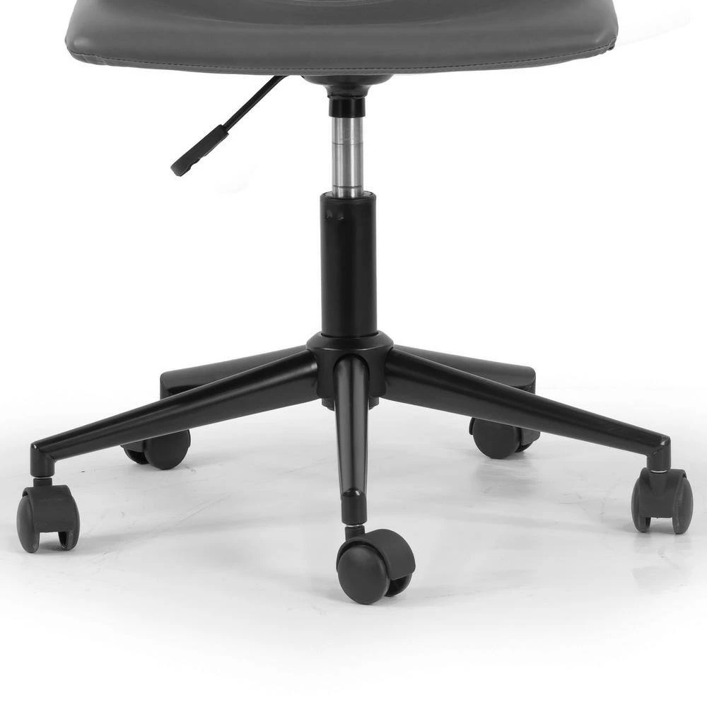 Adan Grey Faux Leather Adjustable Height Swivel Office Chair with Wheel Base by Glamour Home 6 Adan Grey Faux Leather Adjustable Height Swivel Office Chair with Wheel Base by Glamour Home - Image 6