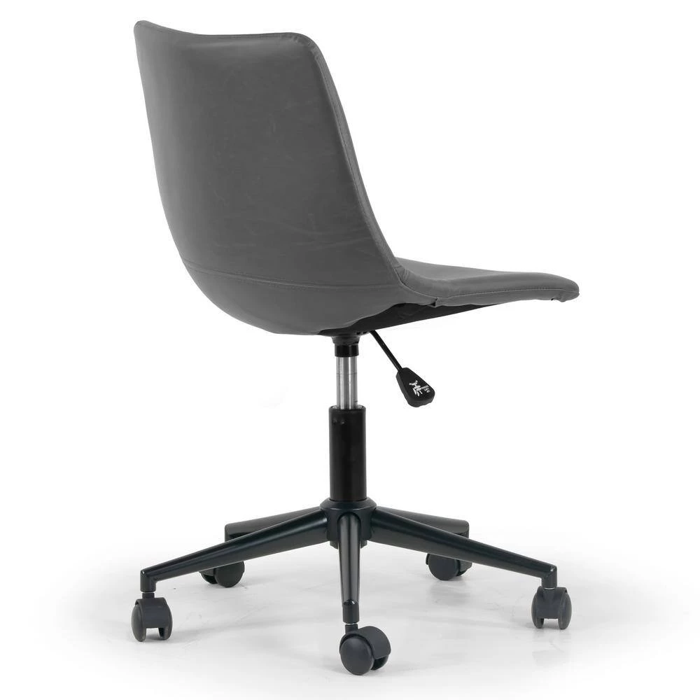 Adan Grey Faux Leather Adjustable Height Swivel Office Chair with Wheel Base by Glamour Home 4 Adan Grey Faux Leather Adjustable Height Swivel Office Chair with Wheel Base by Glamour Home - Image 4