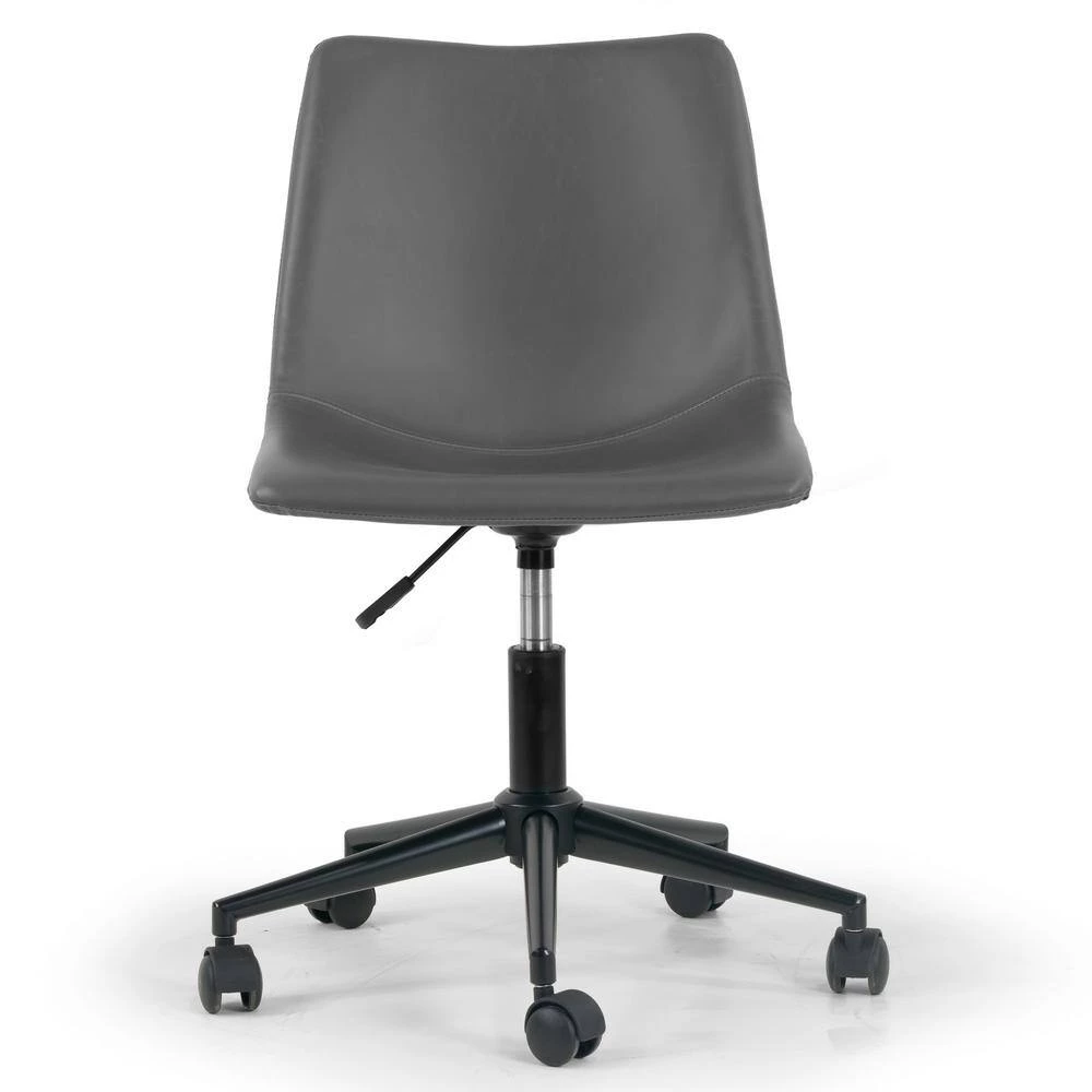 Adan Grey Faux Leather Adjustable Height Swivel Office Chair with Wheel Base by Glamour Home 3 Adan Grey Faux Leather Adjustable Height Swivel Office Chair with Wheel Base by Glamour Home - Image 3