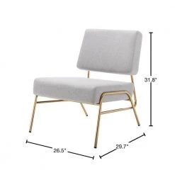 Grey Linen Wire Metal Frame Slipper Chair, Armless Adjustable Accent Chair (Box of 1) by Kahomvis -Kahomvis Sales Store grey kahomvis accent chairs bb lkpp 25aag 40 1000