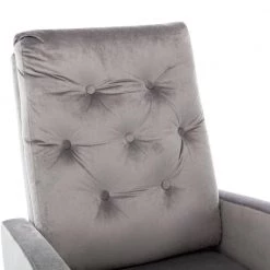 Grey Velvet Tufted Fabric Modern High Back Rocking Arm Chair (Set of 1) by Kahomvis -Kahomvis Sales Store grey kahomvis rockers gliders ottomans bb lkwf 61aaa 4f 1000