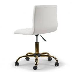 Aman Ivory Upholstered Adjustable Height 19.25 in. with Golden Frame Wheel Base Swivel Office Chair by Glamour Home -Kahomvis Sales Store ivory glamour home task chairs ghtsc 1285 1f 1000