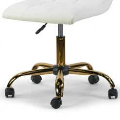 Aman Ivory Upholstered Adjustable Height 19.25 in. with Golden Frame Wheel Base Swivel Office Chair by Glamour Home -Kahomvis Sales Store ivory glamour home task chairs ghtsc 1285 44 1000