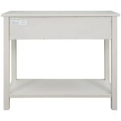 35 in. Ivory White Distressed Standard Rectangle Wood Console Table with Hollow-Out Decoration-Drawers and-Shelf by Kahomvis 15 35 in. Ivory White Distressed Standard Rectangle Wood Console Table with Hollow-Out Decoration-Drawers and-Shelf by Kahomvis -Kahomvis Sales Store ivory white distressed finish kahomvis console tables tre lkwf 10aak 66 1000