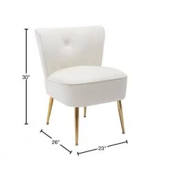 Ivory White Velvet Fabric Upholstered Side Chair(Set of 1) by Kahomvis -Kahomvis Sales Store ivory white kahomvis accent chairs bb lkwf2 8aae 40 1000