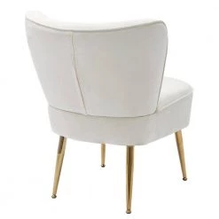 Ivory White Velvet Fabric Upholstered Side Chair(Set of 1) by Kahomvis -Kahomvis Sales Store ivory white kahomvis accent chairs bb lkwf2 8aae 66 1000