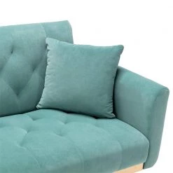 63.77 in. Light Blue Velvet Fabric Upholstered 2-Seater Modern Loveseat with Rose Gold Metal Feet and Pillows by Kahomvis -Kahomvis Sales Store light blue kahomvis loveseats cm lkw3 6039 1f 1000
