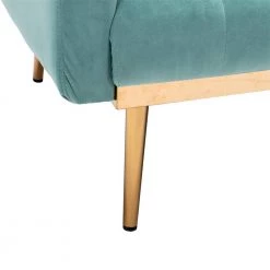 63.77 in. Light Blue Velvet Fabric Upholstered 2-Seater Modern Loveseat with Rose Gold Metal Feet and Pillows by Kahomvis -Kahomvis Sales Store light blue kahomvis loveseats cm lkw3 6039 44 1000