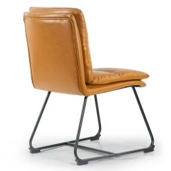 Set of 2 Aulani Light Brown Upholstered Metal Frame Dining Chair with Puffy Cushions by Glamour Home -Kahomvis Sales Store light brown glamour home accent chairs ghdc 1490 44 1000