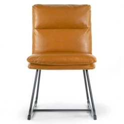 Set of 2 Aulani Light Brown Upholstered Metal Frame Dining Chair with Puffy Cushions by Glamour Home -Kahomvis Sales Store light brown glamour home accent chairs ghdc 1490 c3 1000