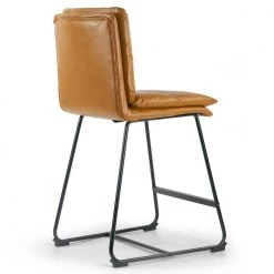 Set of 2 Aulani Light Brown Upholstered Metal Frame Counter Stool with Puffy Cushions by Glamour Home -Kahomvis Sales Store light brown glamour home bar stools ghstl 1493 1f 1000