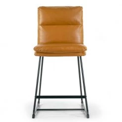 Set of 2 Aulani Light Brown Upholstered Metal Frame Counter Stool with Puffy Cushions by Glamour Home -Kahomvis Sales Store light brown glamour home bar stools ghstl 1493 c3 1000