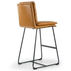 Aulani Light Brown Upholstered Metal Frame 30 in. Bar Stool with Puffy Cushions (Set of 2) by Glamour Home -Kahomvis Sales Store light brown glamour home bar stools ghstl 1496 1f 1000