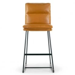 Aulani Light Brown Upholstered Metal Frame 30 in. Bar Stool with Puffy Cushions (Set of 2) by Glamour Home -Kahomvis Sales Store light brown glamour home bar stools ghstl 1496 c3 1000