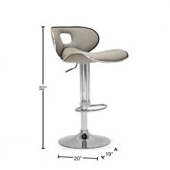 33.5 in. Faux Leather Chrome Frame in Adria Ashy Color Light Taupe Adjustable Height Bar Stool (Set of 2) by Glamour Home -Kahomvis Sales Store light taupe chrome glamour home bar stools ghstl 1142 40 1000