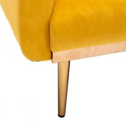 63.77 in. Mango color Velvet Fabric Upholstered 2-Seater Modern Loveseat with Rose Gold Metal Feet and Pillows by Kahomvis -Kahomvis Sales Store mango color kahomvis loveseats cm lkw3 6036 1f 1000