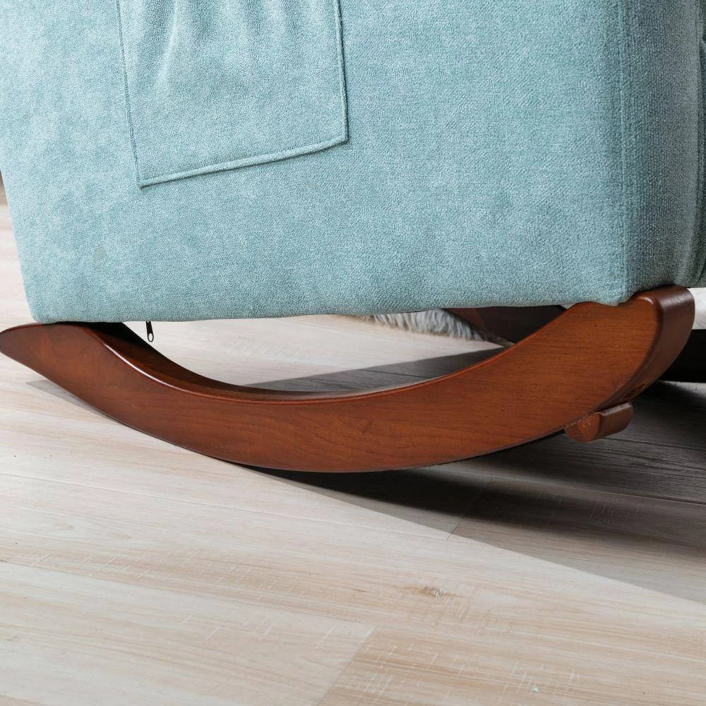 Mint Green Cotton Tufted Fabric Modern High Back Rocking Arm Chair (Set of 1) by Kahomvis 6 Mint Green Cotton Tufted Fabric Modern High Back Rocking Arm Chair (Set of 1) by Kahomvis - Image 6