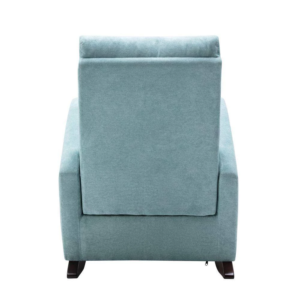 Mint Green Cotton Tufted Fabric Modern High Back Rocking Arm Chair (Set of 1) by Kahomvis 3 Mint Green Cotton Tufted Fabric Modern High Back Rocking Arm Chair (Set of 1) by Kahomvis - Image 3