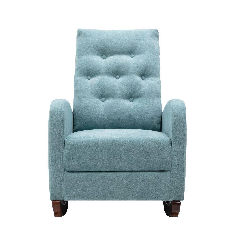 Mint Green Cotton Tufted Fabric Modern High Back Rocking Arm Chair (Set of 1) by Kahomvis 4 Mint Green Cotton Tufted Fabric Modern High Back Rocking Arm Chair (Set of 1) by Kahomvis - Image 4