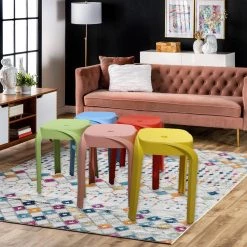 17.75 in. Multi-Colored Backless Plastic Portable Nesting Bar Stool with Plastic Seat (Box of 5) by Kahomvis 13 17.75 in. Multi-Colored Backless Plastic Portable Nesting Bar Stool with Plastic Seat (Box of 5) by Kahomvis -Kahomvis Sales Store multi colored kahomvis bar stools acl lkss gyb 31 1000