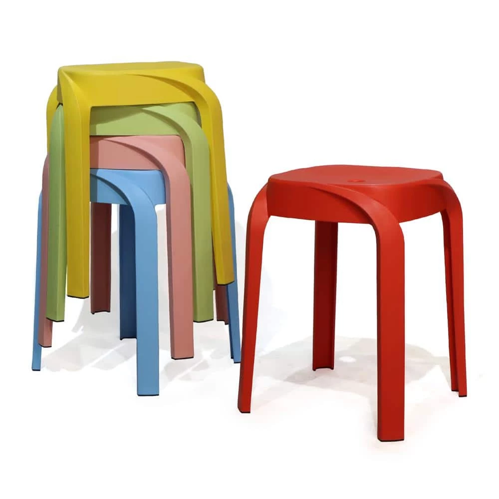 17.75 in. Multi-Colored Backless Plastic Portable Nesting Bar Stool with Plastic Seat (Box of 5) by Kahomvis 1 17.75 in. Multi-Colored Backless Plastic Portable Nesting Bar Stool with Plastic Seat (Box of 5) by Kahomvis
