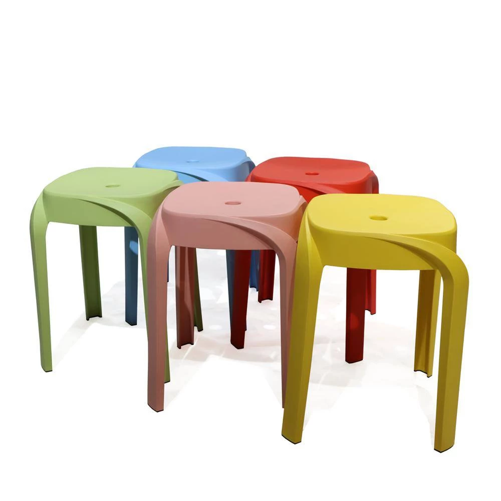 17.75 in. Multi-Colored Backless Plastic Portable Nesting Bar Stool with Plastic Seat (Box of 5) by Kahomvis 3 17.75 in. Multi-Colored Backless Plastic Portable Nesting Bar Stool with Plastic Seat (Box of 5) by Kahomvis - Image 3